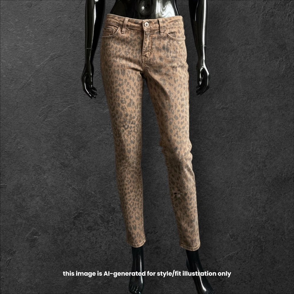 Current/Elliott Stiletto Leopard Print Skinny Jeans Size 25 NWT Camel Animal